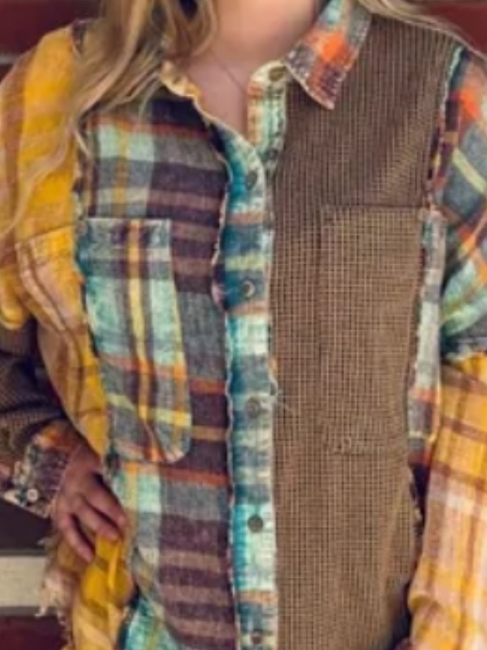 Oli & Hali Silly as a Scarecrow Overize Button Down Shirt Shacket Jacket - Sm/ L